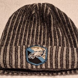 New Era Gray and Black Striped Beanie with Logo